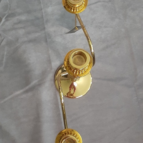 Partylite 3 Piece Brass 3 Arm Candlestick‎ Holder with Box Screw Connections - Picture 5 of 10